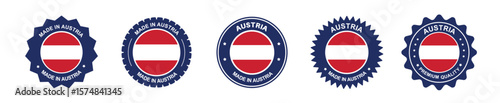 Free Download Austrian product label set. Austrian flag, premium made in Austria. Labels, seals, stamps, flags, icons - GFXLoad