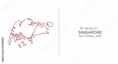 Singapore's National Day: Outline map celebrating the nation's independence.