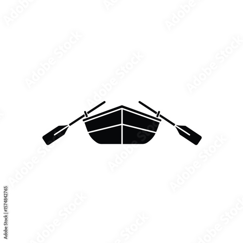 Black silhouette of a rowboat with oars watercraft