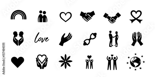 Silhouette LGBTQ+ Pride & Inclusion Icons Set