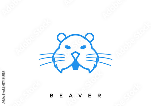 Beaver head line logo icon vector design
