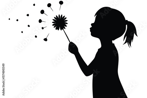 girl blowing dandelion