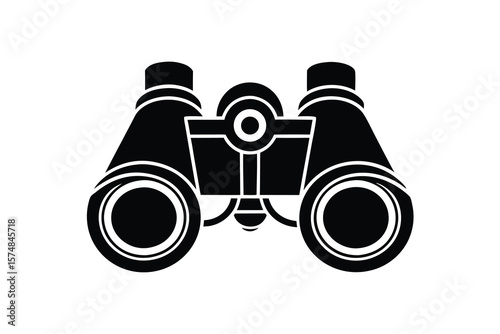Black Binoculars Icon on White Background for Search Discovery and Observation