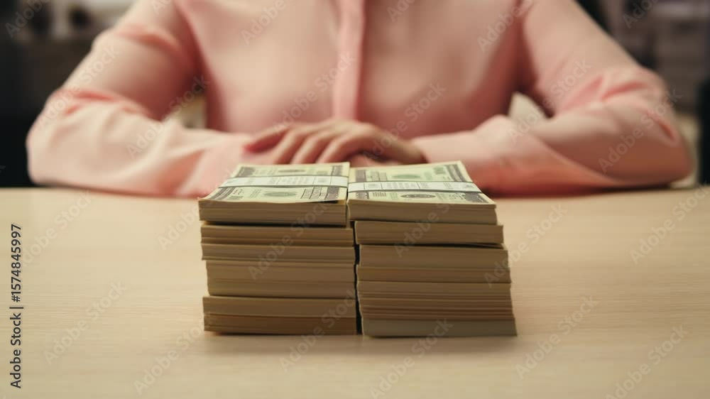 Stacks of cash dollars and euro, Banknotes counting, buying car flat home or real estate, Counting dollar euro banknotes in crime lab with machine, cashed out money, bitcoin changing