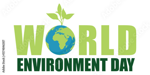 Planet Earth with green sprout and leaves. Eco-friendly concept for Earth Day, World Environment Day, and nature conservation
