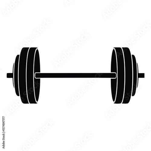 Black barbell with multiple weight plates weightlifting