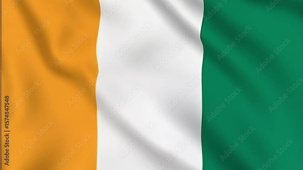 Waving flag of Côte d'Ivoire (Ivory Coast)