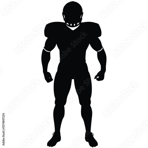 Black silhouette american football player standing