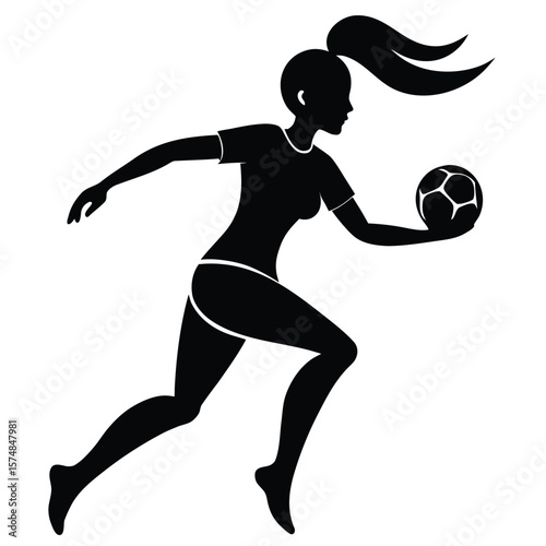 Female soccer player action silhouette football woman