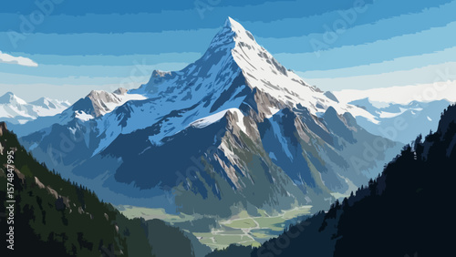 Snowy peak illustration