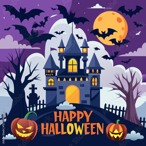 halloween background with castle