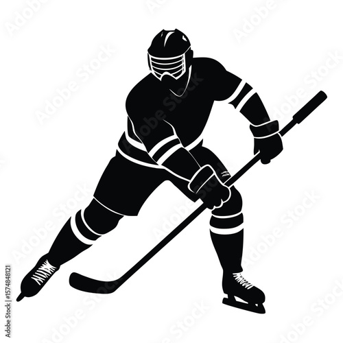 Hockey player action pose silhouette ice hockey sport
