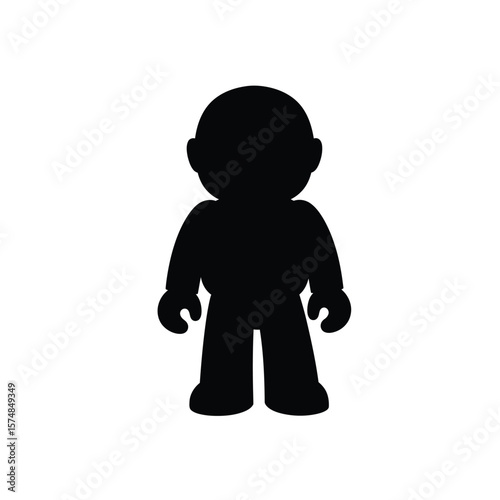 Black silhouette of a toy figure on white character
