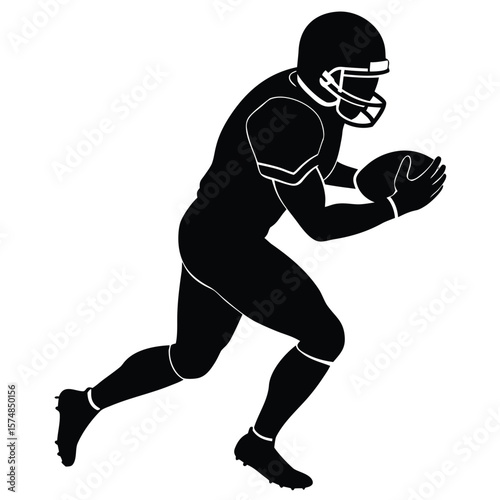 American football player running with ball athlete