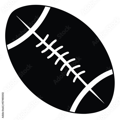 Black American football with white laces and stripes