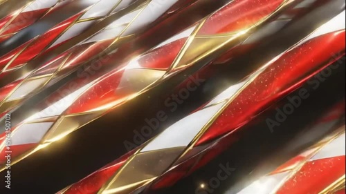 Candy cane stripes moving diagonally in a seamless animated pattern with shiny reflections

