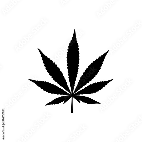 Marijuana leaf silhouette vector flat design.