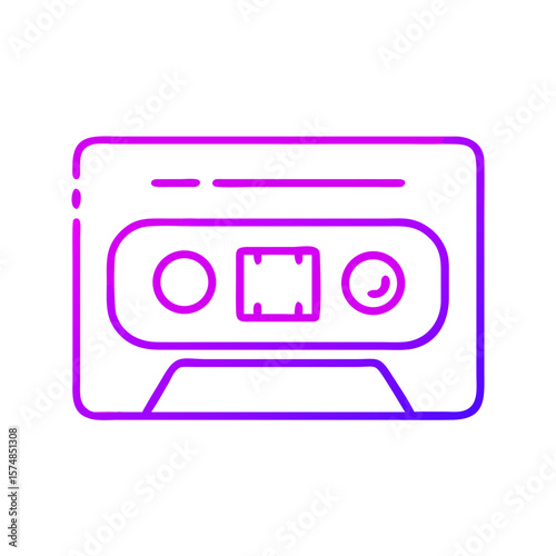 Retro cassette tape illustration with vibrant pink outline  