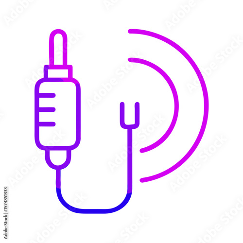 Audio jack connector with sound waves in vibrant purple gradient  