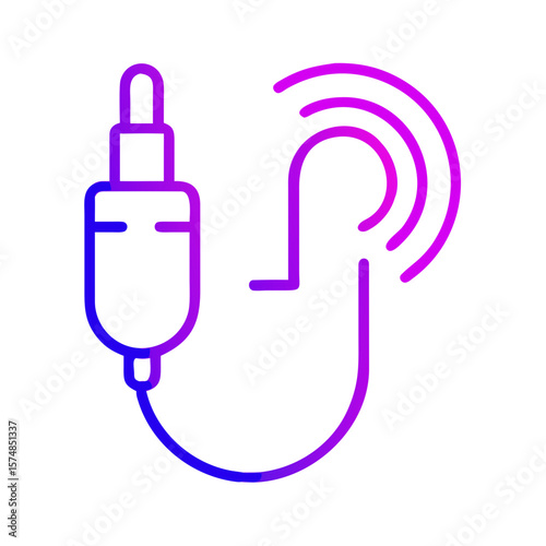 Audio jack with earphone illustration in modern flat style  