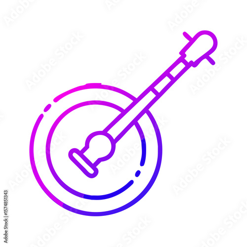 Banjo illustration in vibrant gradient colors with circular design  