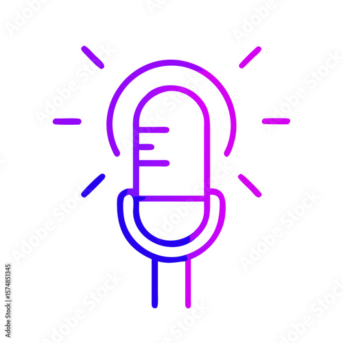 Microphone icon with vibrant pink and blue neon lights  