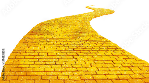 Curved Yellow Brick Road on Transparent Background

