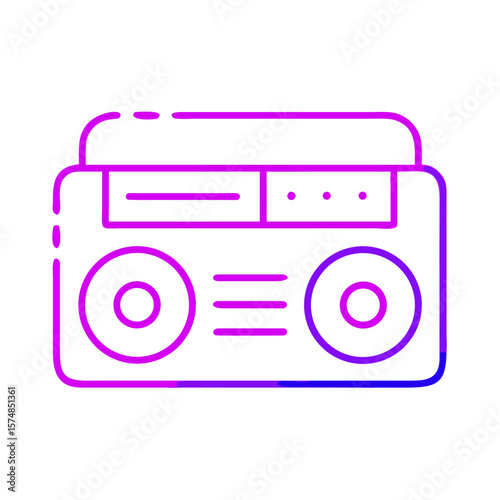 Vintage boombox illustration in pink and blue gradient style  