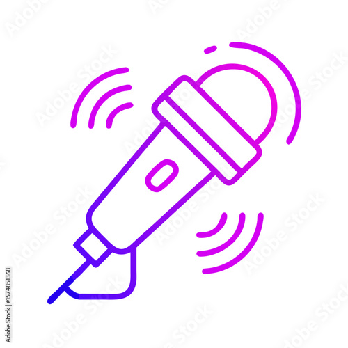 Microphone icon with sound waves in vibrant purple and pink colors  