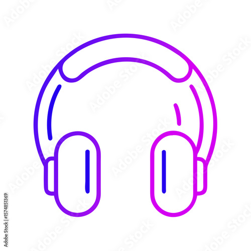 Headphones in minimalist outline design with purple gradient color  