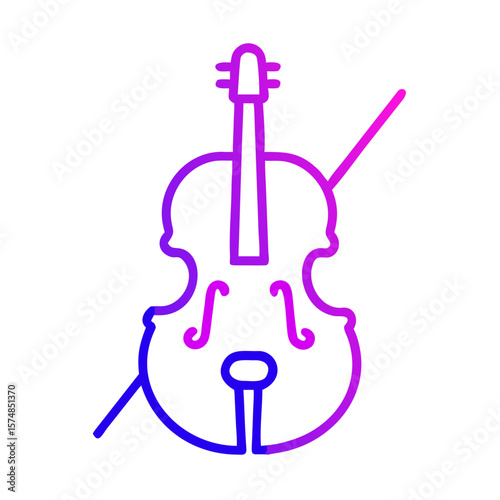 Minimalist vector illustration of a violin in pink and blue colors  