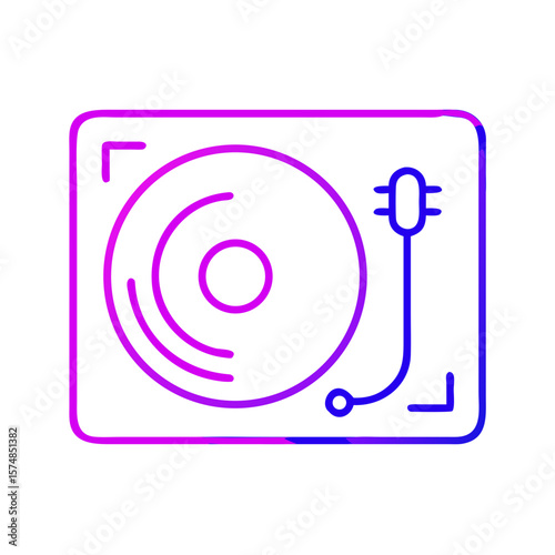 Turntable graphic design in neon pink and blue colors  