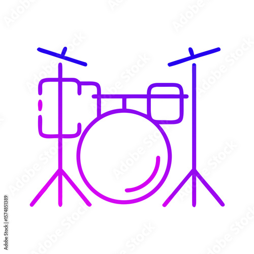 Drum set illustration in gradient style with modern design  