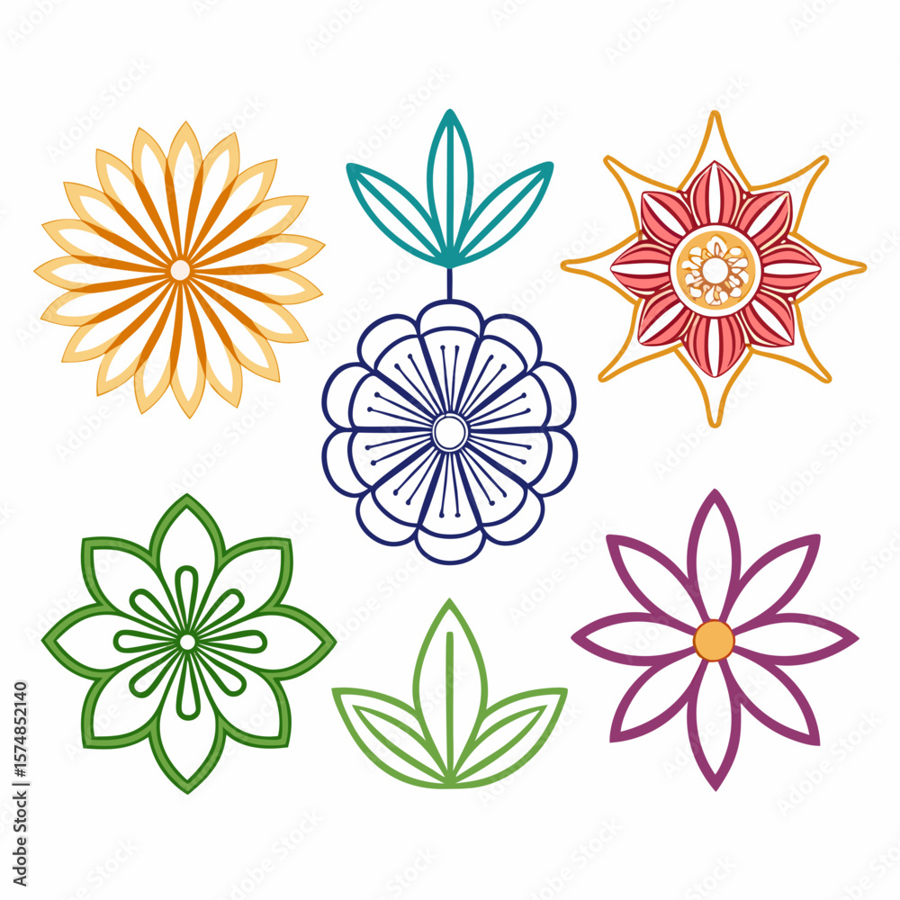 Fototapeta premium set of colorful flowers