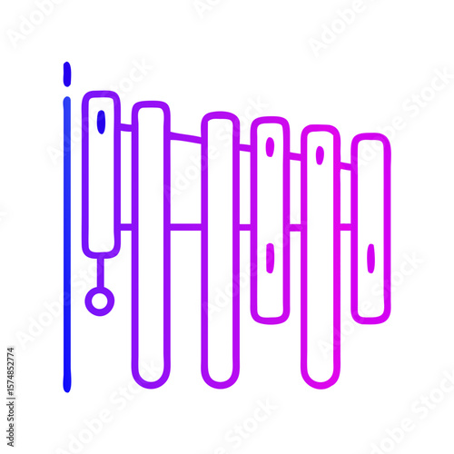 Colorful xylophone illustration in modern line art style  