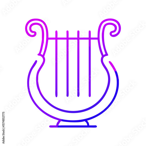 Classical lyre with stylized design in purple and pink tones  