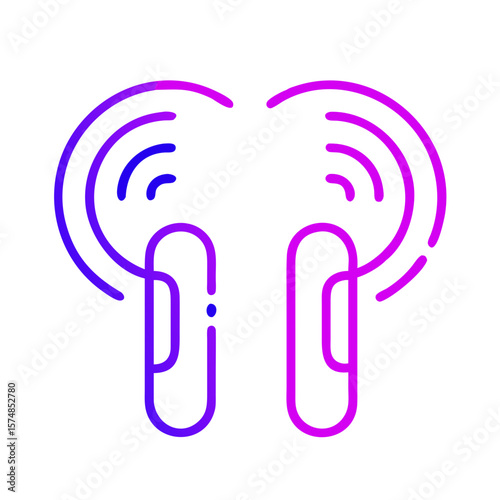Wireless earbuds icon in modern design with sound waves illustration  