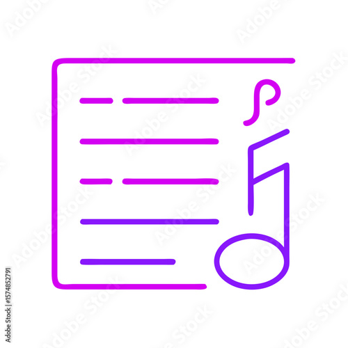 Music sheet with musical notes and lines in vibrant colors  