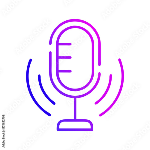 Microphone icon with sound waves in purple and blue gradient  