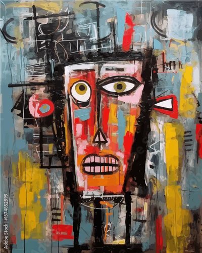 Abstract vector illustration of a face with emotional expression and psychological distress.