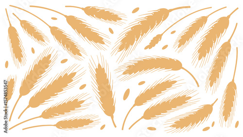 Golden Wheat Stalks Harvest Season Illustration
