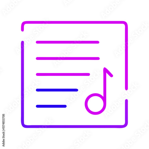 Music notes and sheet music icon in vibrant colors  