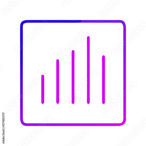 Graph icon with upward trend in gradient pink and blue  