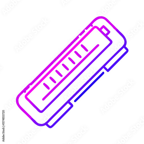 Harmonica in modern flat design with vibrant colors  