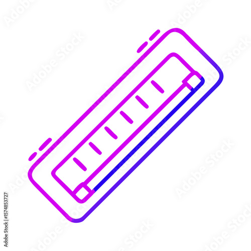 Harmonious pink and blue line art of a harmonica instrument  