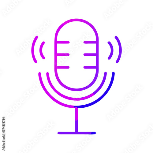 Microphone icon with sound waves in purple and blue gradient  