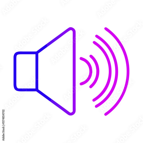 Sound speaker icon with sound waves in vibrant gradient colors  