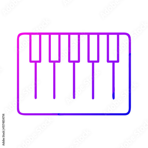 Minimalist piano keyboard illustration in gradient colors  