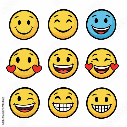 Happy smiley faces collection for various expressions