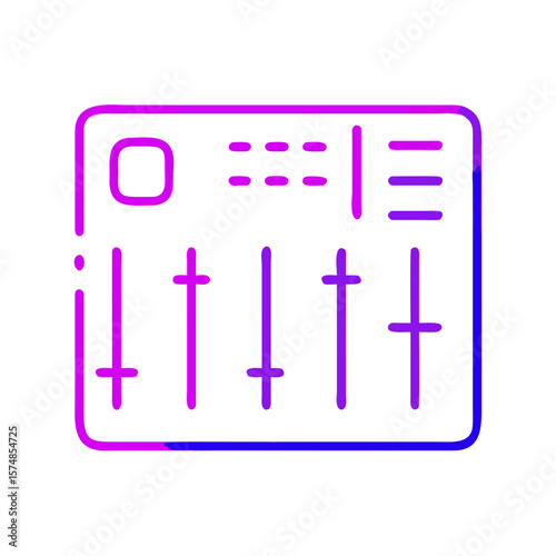 Audio mixing console in modern flat design with vibrant colors  